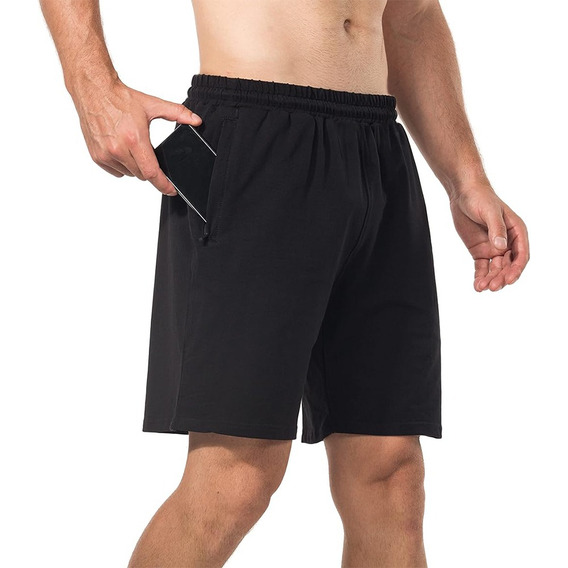 Algodón Short Cómodo Suelto Con Bolsas Ejercicio Correr Gym