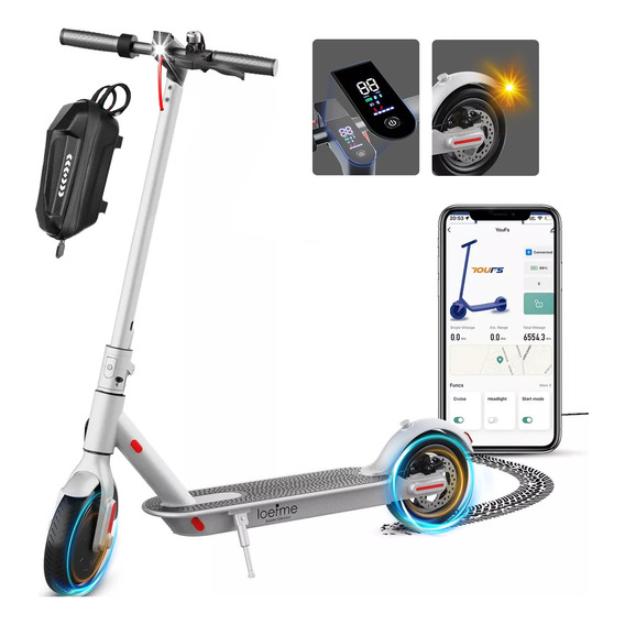 Scooter Eléctrico Patín Plegable Con Bt Y Led 35 Km/h 500w