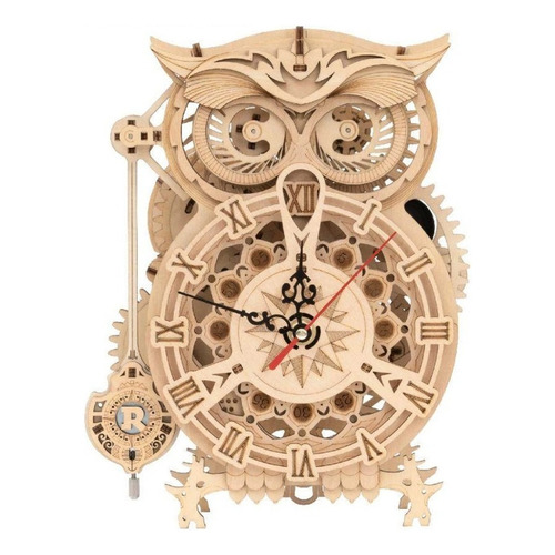 Puzzle Reloj Buho De Madera - Owl Clock - Robotime