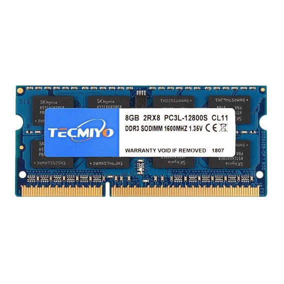 Memoria RAM gamer color azul 8GB 1 Tecmiyo 1X8GB PC3L 12800S-B0 ddr3l 1600mhz para laptop