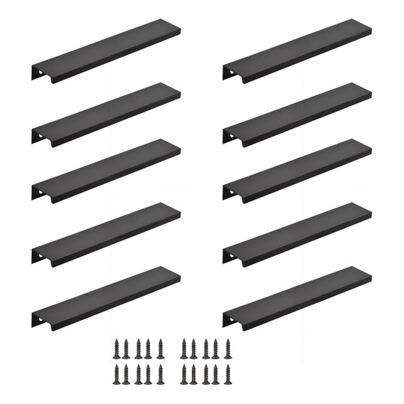 10 Pcs Cajón Oculto Tiradores Mailla Negro 40cm Con Tornillo