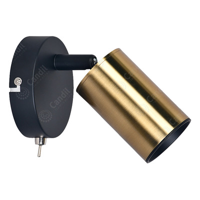 Aplique 1 Luz Pola Negro Dorado Apto Led Gu10 Diseño Deco