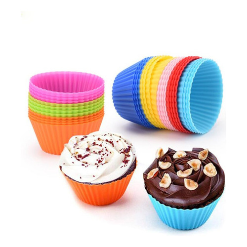 Molde Muffins Silicona Individua Goma Cupcakes  X12 Unidades Color Surtidos
