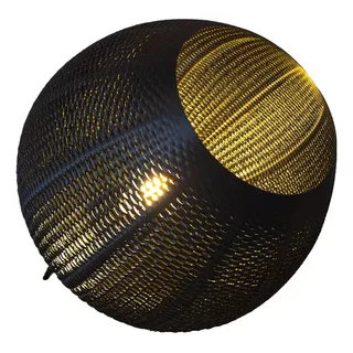 Lámpara Ceres 30cm Velador Rattan Plástico Esfera Diseño