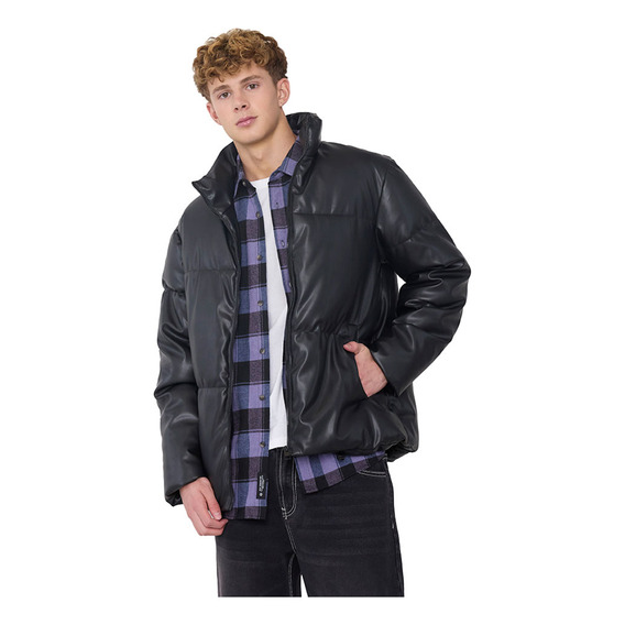 Parka Hombre Puffa Ecocuero Urbana Negro Corona