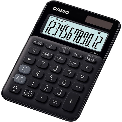 Calculadora Casio Ms-20uc-bk Calculo Impuestos Solar Negro
