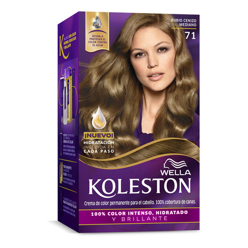 Kit Tinta Wella Professionals  Koleston tono 71 rubio medio ceniza para cabello