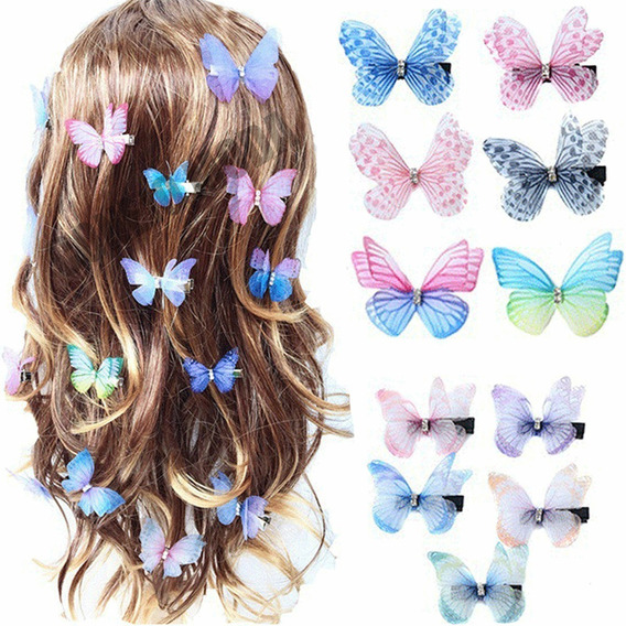 12 Colores Mezcla Mariposa Pasador Moños Para Niñas Moda 3d