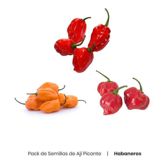 Pack De Semillas De Chile Habanero (3 Variedades Picantes)