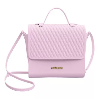 Bolsa Petite Jolie Malu Efeito Matelasse Alça Tiracolo Cor Rosa-claro