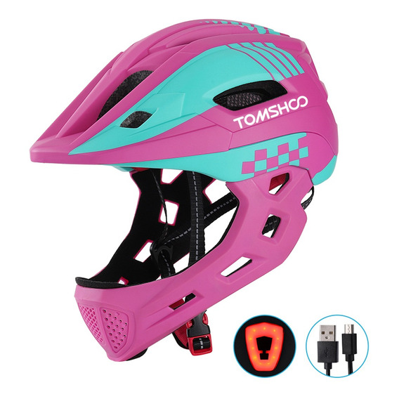 Tomshooh Casco Integral De Bicicleta Para Niños Casco De