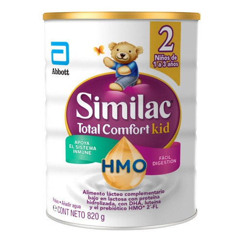Leche de fórmula en polvo sin TACC Abbott Similac Total Comfort ProSensitive 2 en lata de 1 de 820g - 12 meses a 3 años