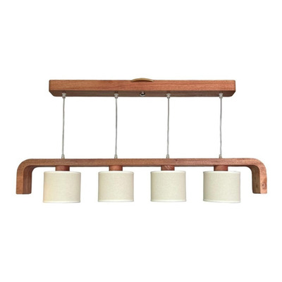 Lampara Colgante Madera Tokio 4 Luces Pantallas Apto Led Ad