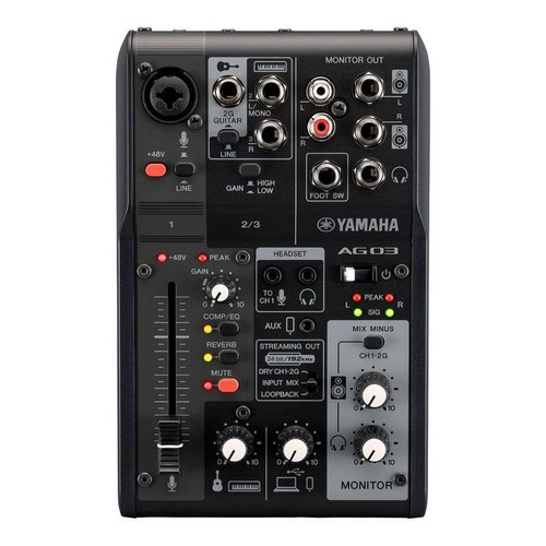 Interfaz de mesa de sonido Yamaha AG03mk2 Bk para música en vivo 110 V/220 V