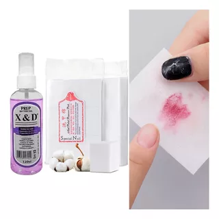 Kit Prep Higienizador Antisséptico + 500 Folhas Algodão Unha