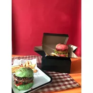 100 Cajas Burger Combo Postres Black (ds) 20x12x9 Cm Bap