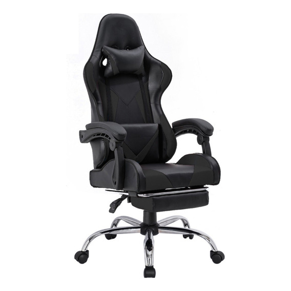 Silla de escritorio Ph Import Premium1 24587-PRE gamer ergonómica  negra con tapizado de cuero sintético