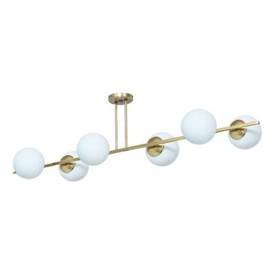 Plafon Colgante De-cor Elyn Lat 6 Luces Dorado Globo Opal