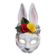 Máscara De Conejo Antifaz De Conejita Blanca Primavera