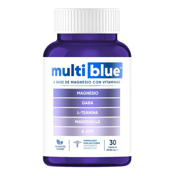 Multiblue Relax, Magnesio Gaba, L Teanina, 5 Htp 30 Caps Sabor Sin Sabor