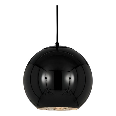 Colgante Vidrio Negro 15cm Espejo Deco Moderno Apto Led Tom Negro