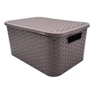 Caja Organizador Canasto Pvc Rattan 36x25x17cm / 4 Unidades