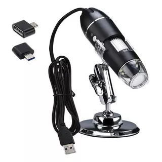 Capilografo Microscopio 3en1 Electronico 1600x Usb Con 8 Led Color Negro