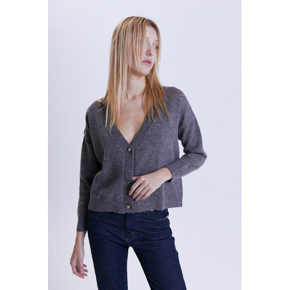 Cardigan Sasha Plomo De Mujer Cher Mix De Poliester