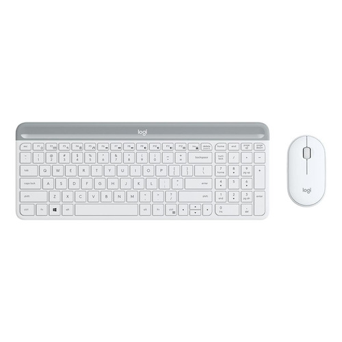 Kit de teclado y mouse inalámbrico Logitech MK470 Español de color blanco