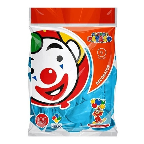 Globo Payaso # 9 Liso Latex Color Azul 100 Pzas