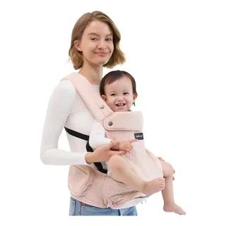 Portabebés Momcozy con asiento de cadera Hc002, color rosa, malla de aire