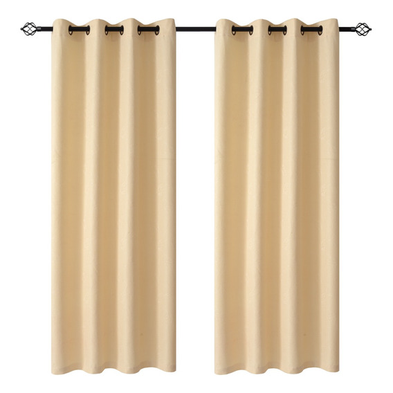 Set Cortinas Hogar 2 Paños 140x220 Cm Diseño Turlipan Color Beige A9796