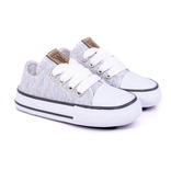 Zapatillas Stars Bebes Niños Lona Gris Del 17 Al 26