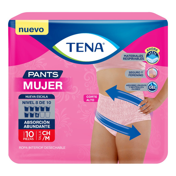 Ropa Interior Desechable Tena Pants Para Adultos  Mujer CH/M x 10 Unidades