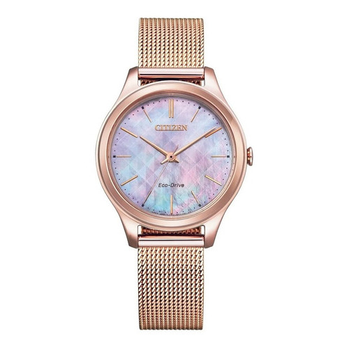 Reloj Citizen Eco-drive Em0508-80y Original Dama E-watch Color de la correa Rosé gold