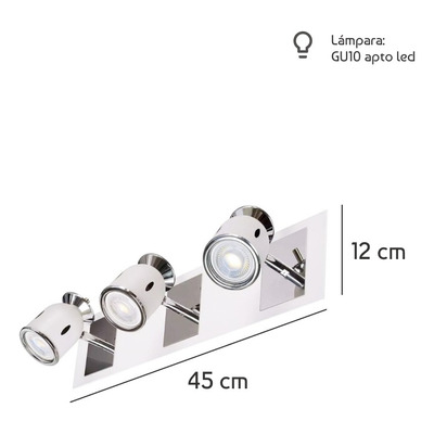 Aplique Niza 3 Luces Blanco Apto Led Movil Luz Desing