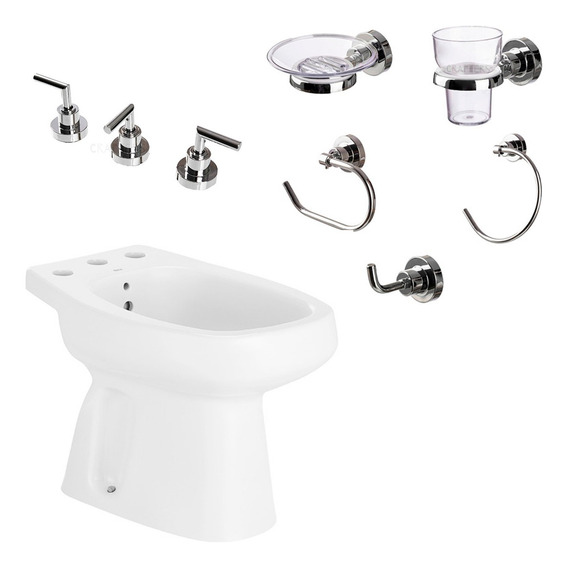 Bidet Roca + Grifería Aqualaf + Accesorios 5 Piezas - Baño