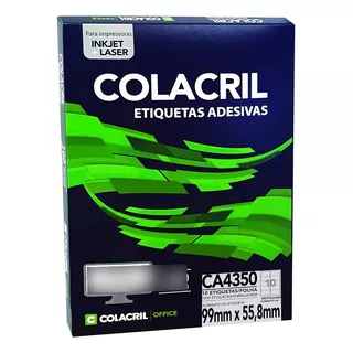 Etiqueta A4 Ca4350 99mm X 55,8mm Adesivo Colacril 100 Folhas Cor Branco