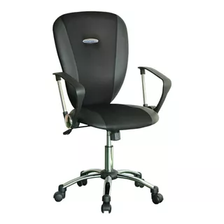 Silla De Escritorio Ads Wilard Ergonómica  Negra Con Tapizado De Piel Sintética