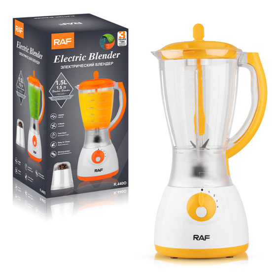 Licuadora De 4 Velocidades Con Molinillo De Café Mixer - Vaso De 1.5 L Color Naranja - 1000w - 240v - Raf - R.440