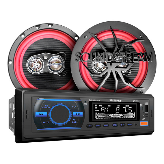 Kit Autoestereo Steelpro Bluetooth + Bocinas 6.5 Soundstream