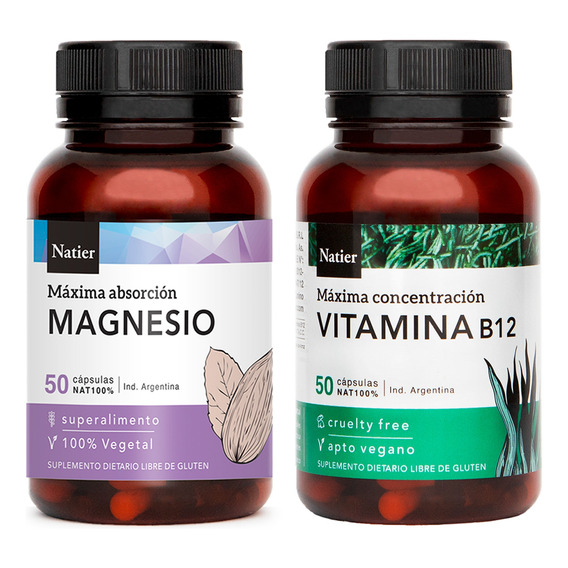 Natier Kit Suplemento Vegano Vitamina B12 + Magnesio X 50c