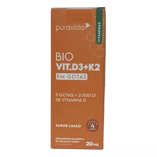 Suplemento De Vitamina D3 + K2 (sabor Limão) Pura Vida 20ml