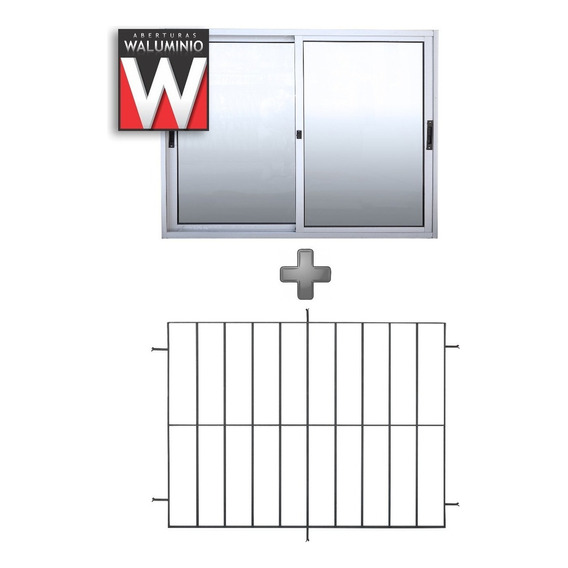 Ventana De Aluminio 1.20 X 1.0 Con Reja 12mm Incorporada Color Plateado