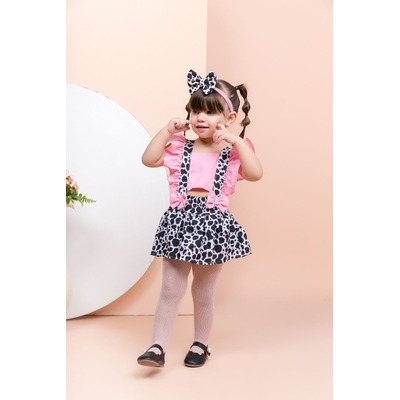 Jardineira Romper Saia Fazendinha Moda Baby Mesversario