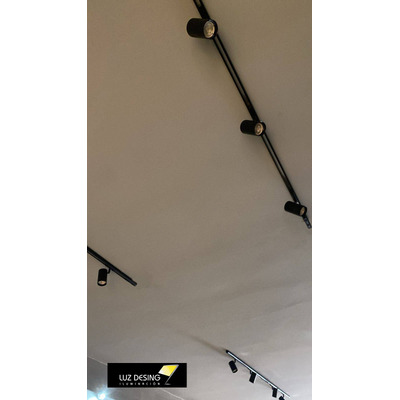 Riel 1 Metro 4 Luces Negro Con Madera Dicro Apto Led Gu10