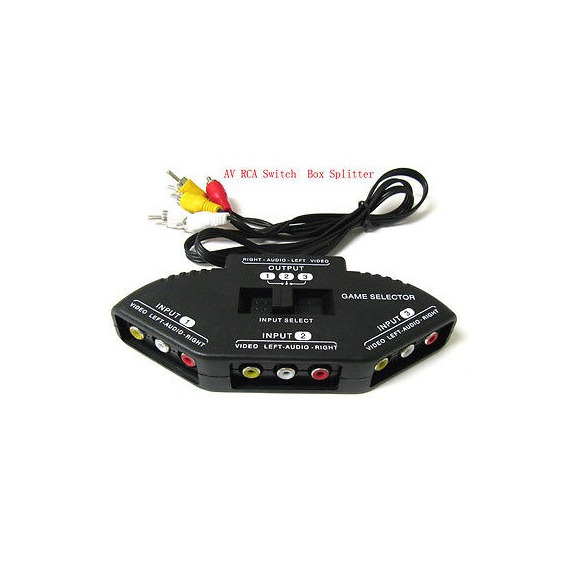 3-way Audio Rca Vídeo Selector Conmutador Interruptor Caja A