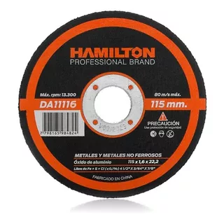 Disco Abrasivo Corte 115x1,6mm Acero Hierro Hamilton Caja X 50 Unidades