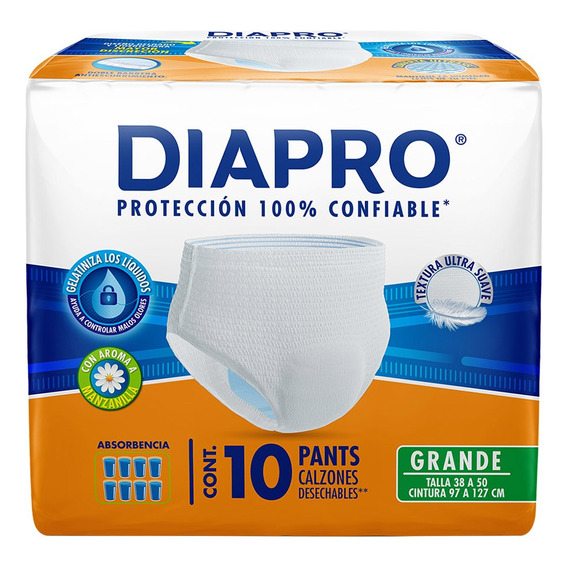 Pañales Para Adultos Descartables Diapro Pants Calzon Desechable Grande X 10 u