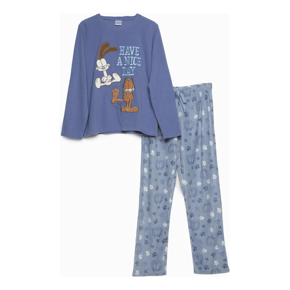 Pijama Largo Mujer Personajes Azul Garfield